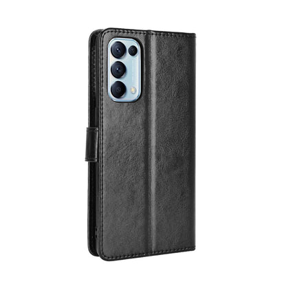 Leather Full Protection Wallet Stand Crazy Horse Shell for Oppo Reno5 5G