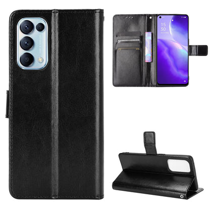 Leather Full Protection Wallet Stand Crazy Horse Shell for Oppo Reno5 5G
