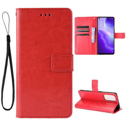 Leather Full Protection Wallet Stand Crazy Horse Shell for Oppo Reno5 5G