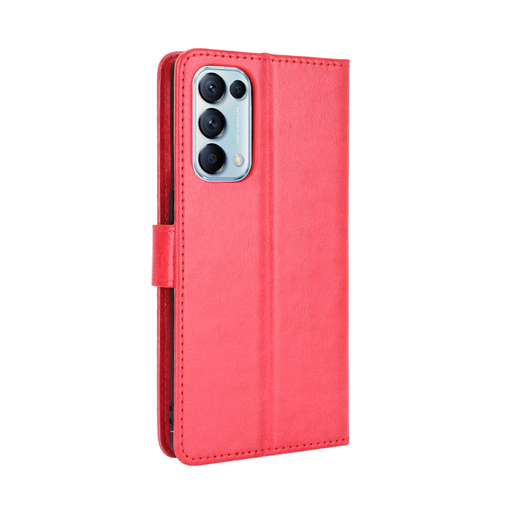 Leather Full Protection Wallet Stand Crazy Horse Shell for Oppo Reno5 5G