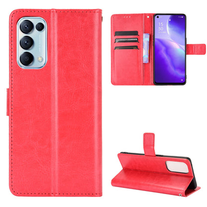 Leather Full Protection Wallet Stand Crazy Horse Shell for Oppo Reno5 5G
