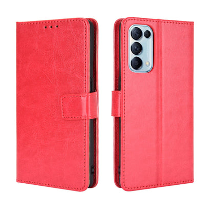 Leather Full Protection Wallet Stand Crazy Horse Shell for Oppo Reno5 5G