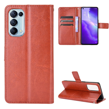 Leather Full Protection Wallet Stand Crazy Horse Shell for Oppo Reno5 5G