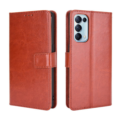Leather Full Protection Wallet Stand Crazy Horse Shell for Oppo Reno5 5G