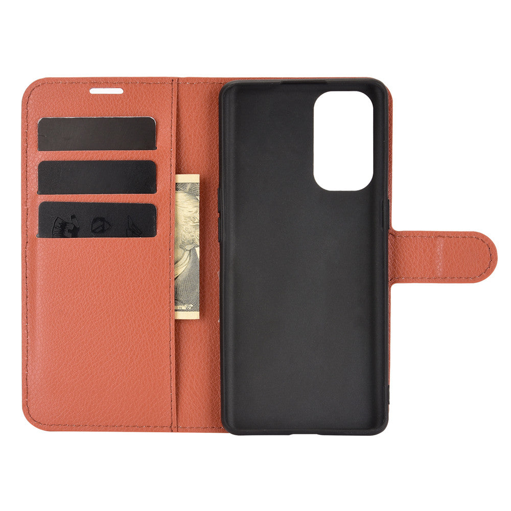 Litchi Texture Leather Phone Protective Cover with Wallet Stand Design for Oppo Reno5 5G/Reno5 4G/Reno5 K/Find X3 Lite