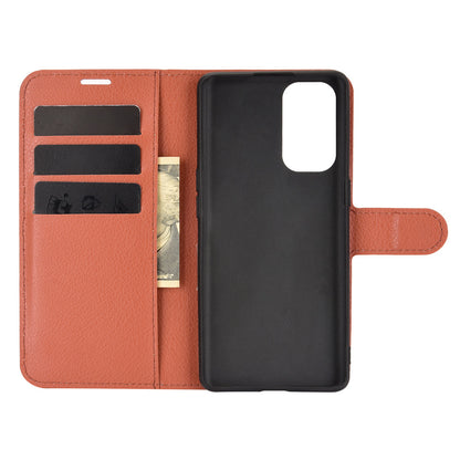 Litchi Texture Leather Phone Protective Cover with Wallet Stand Design for Oppo Reno5 5G/Reno5 4G/Reno5 K/Find X3 Lite