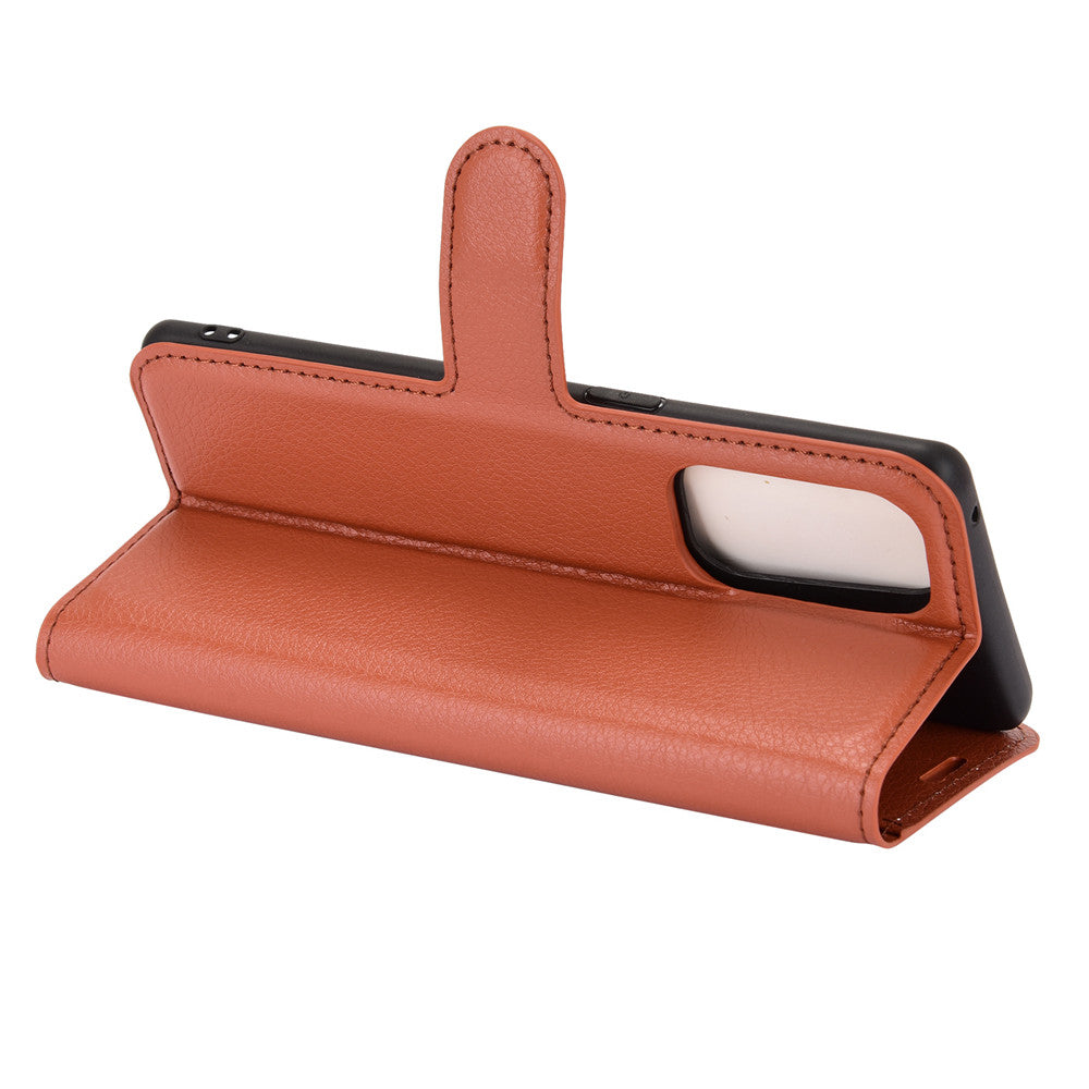 Litchi Texture Leather Phone Protective Cover with Wallet Stand Design for Oppo Reno5 5G/Reno5 4G/Reno5 K/Find X3 Lite