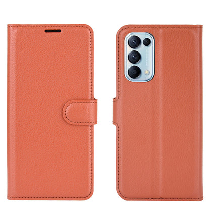 Litchi Texture Leather Phone Protective Cover with Wallet Stand Design for Oppo Reno5 5G/Reno5 4G/Reno5 K/Find X3 Lite