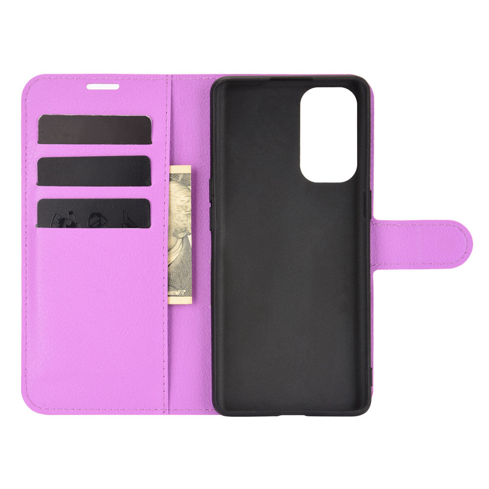 Litchi Texture Leather Phone Protective Cover with Wallet Stand Design for Oppo Reno5 5G/Reno5 4G/Reno5 K/Find X3 Lite