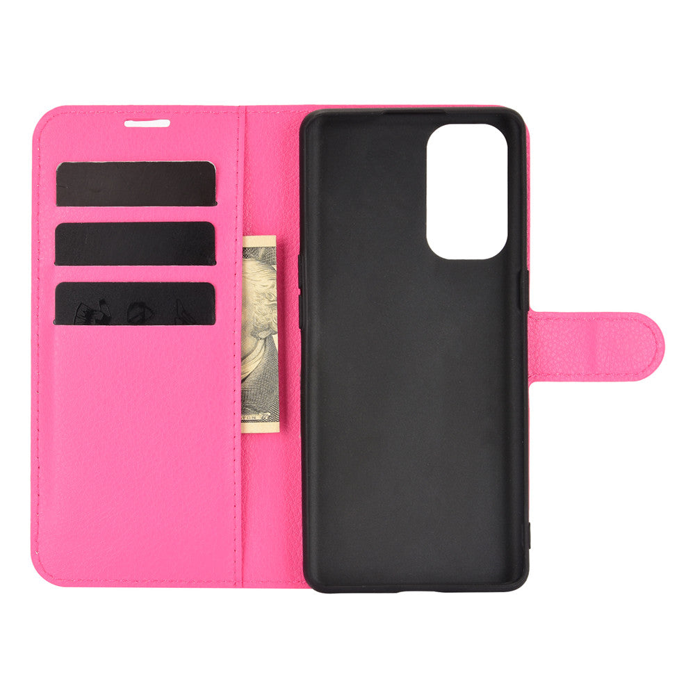 Litchi Texture Leather Phone Protective Cover with Wallet Stand Design for Oppo Reno5 5G/Reno5 4G/Reno5 K/Find X3 Lite