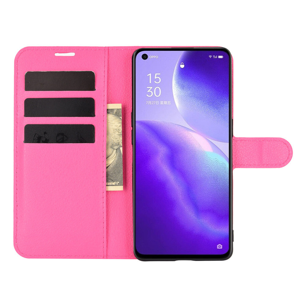 Litchi Texture Leather Phone Protective Cover with Wallet Stand Design for Oppo Reno5 5G/Reno5 4G/Reno5 K/Find X3 Lite