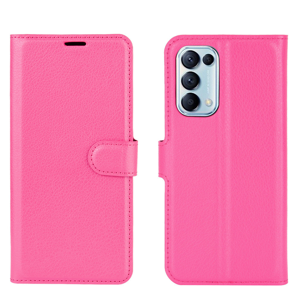 Litchi Texture Leather Phone Protective Cover with Wallet Stand Design for Oppo Reno5 5G/Reno5 4G/Reno5 K/Find X3 Lite
