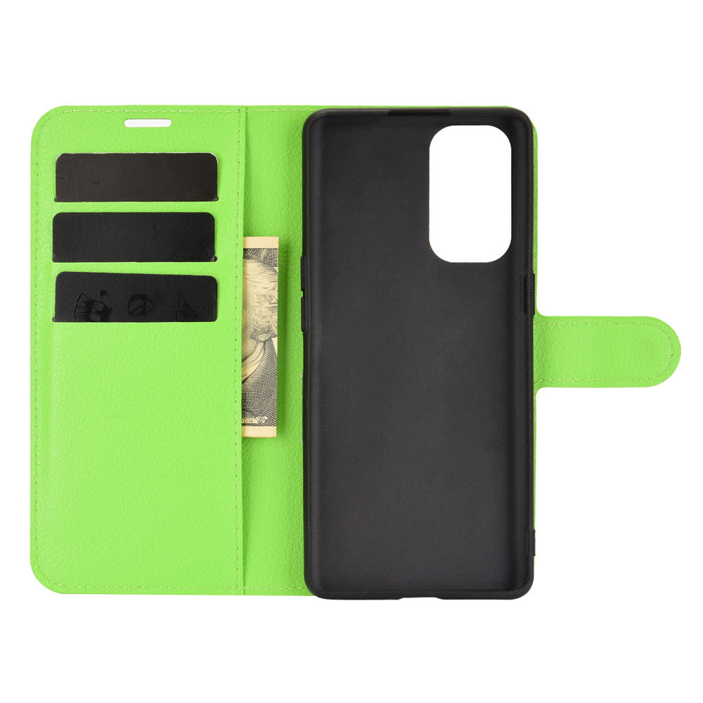 Litchi Texture Leather Phone Protective Cover with Wallet Stand Design for Oppo Reno5 5G/Reno5 4G/Reno5 K/Find X3 Lite