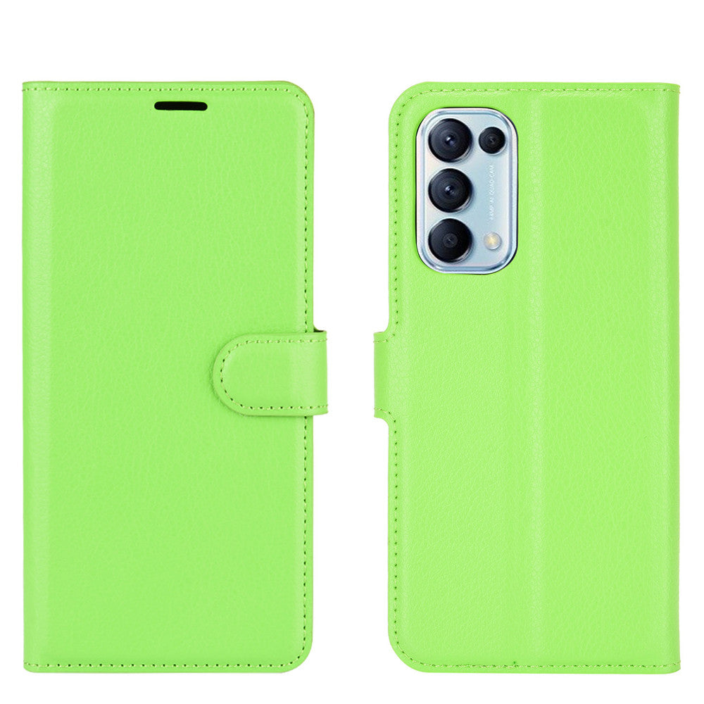 Litchi Texture Leather Phone Protective Cover with Wallet Stand Design for Oppo Reno5 5G/Reno5 4G/Reno5 K/Find X3 Lite