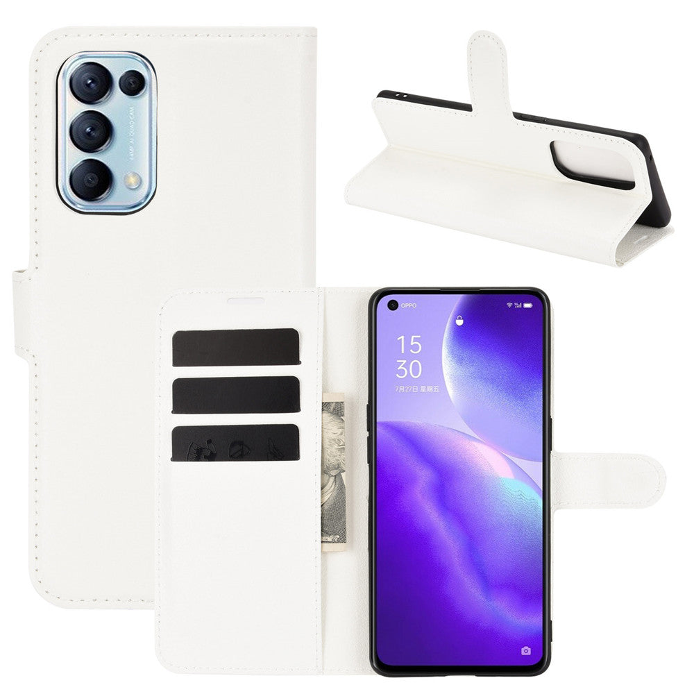 Litchi Texture Leather Phone Protective Cover with Wallet Stand Design for Oppo Reno5 5G/Reno5 4G/Reno5 K/Find X3 Lite