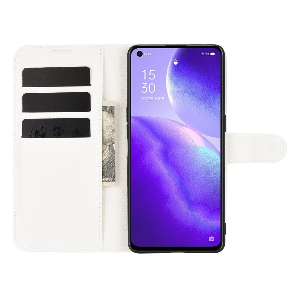 Litchi Texture Leather Phone Protective Cover with Wallet Stand Design for Oppo Reno5 5G/Reno5 4G/Reno5 K/Find X3 Lite