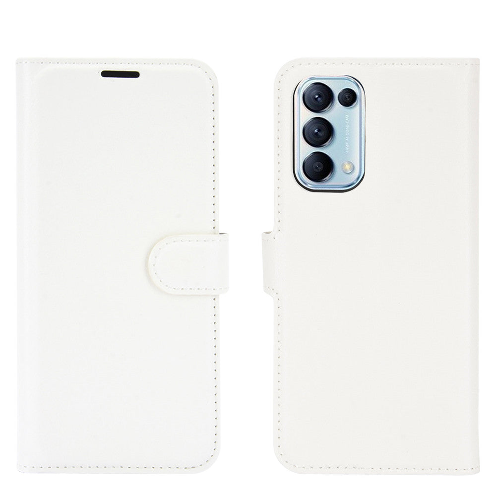 Litchi Texture Leather Phone Protective Cover with Wallet Stand Design for Oppo Reno5 5G/Reno5 4G/Reno5 K/Find X3 Lite