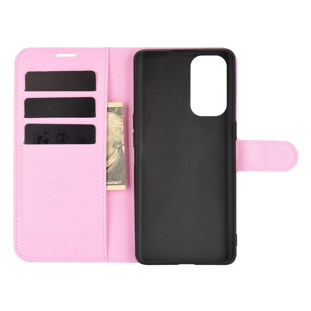 Litchi Texture Leather Phone Protective Cover with Wallet Stand Design for Oppo Reno5 5G/Reno5 4G/Reno5 K/Find X3 Lite