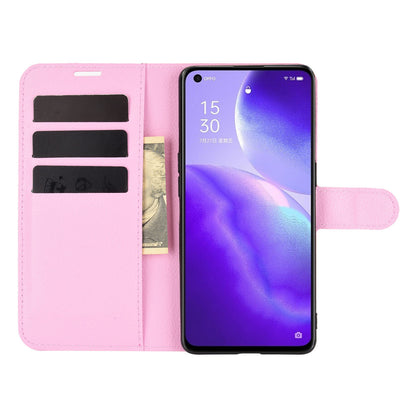 Litchi Texture Leather Phone Protective Cover with Wallet Stand Design for Oppo Reno5 5G/Reno5 4G/Reno5 K/Find X3 Lite