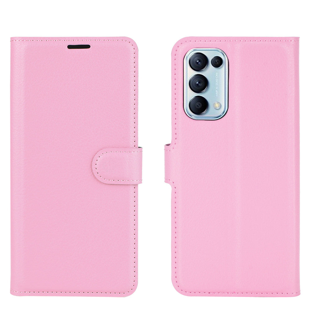Litchi Texture Leather Phone Protective Cover with Wallet Stand Design for Oppo Reno5 5G/Reno5 4G/Reno5 K/Find X3 Lite