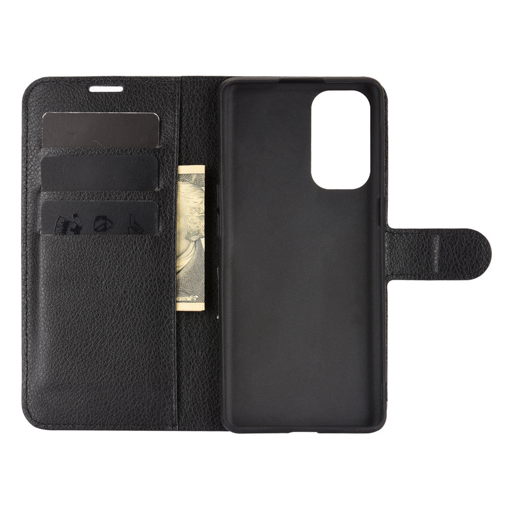 Litchi Texture Leather Phone Protective Cover with Wallet Stand Design for Oppo Reno5 5G/Reno5 4G/Reno5 K/Find X3 Lite
