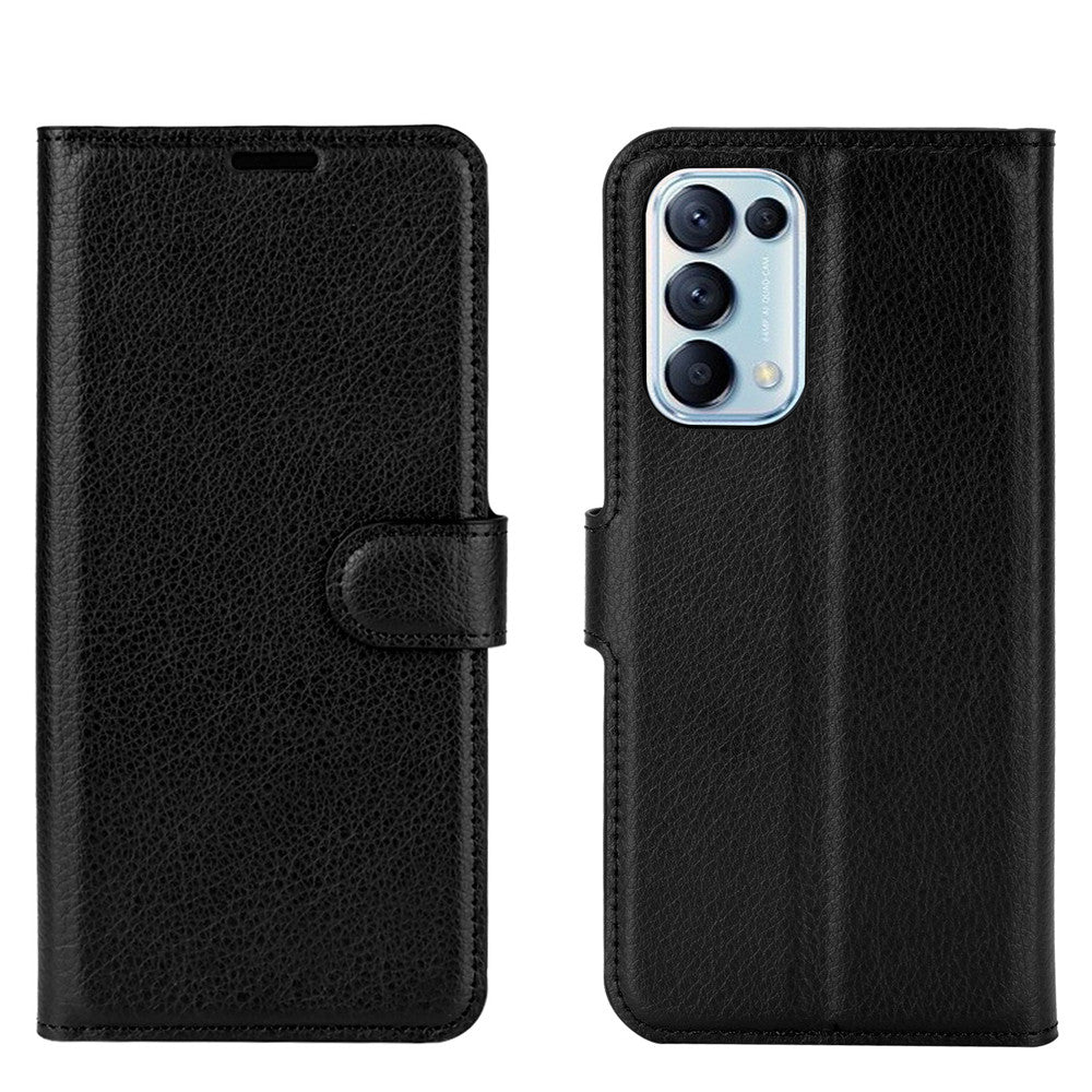 Litchi Texture Leather Phone Protective Cover with Wallet Stand Design for Oppo Reno5 5G/Reno5 4G/Reno5 K/Find X3 Lite