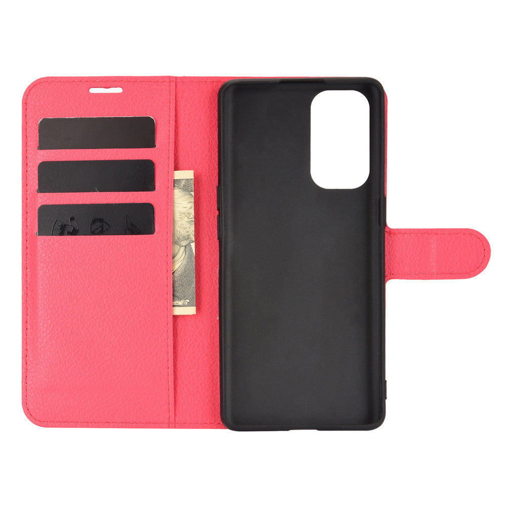 Litchi Texture Leather Phone Protective Cover with Wallet Stand Design for Oppo Reno5 5G/Reno5 4G/Reno5 K/Find X3 Lite