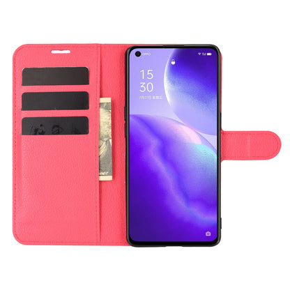 Litchi Texture Leather Phone Protective Cover with Wallet Stand Design for Oppo Reno5 5G/Reno5 4G/Reno5 K/Find X3 Lite