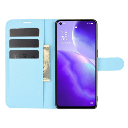 Litchi Texture Leather Phone Protective Cover with Wallet Stand Design for Oppo Reno5 5G/Reno5 4G/Reno5 K/Find X3 Lite