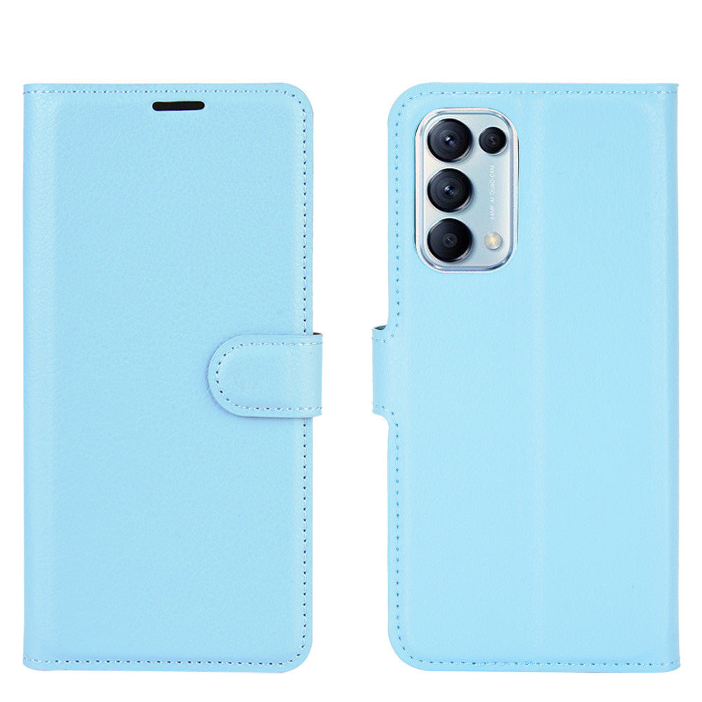 Litchi Texture Leather Phone Protective Cover with Wallet Stand Design for Oppo Reno5 5G/Reno5 4G/Reno5 K/Find X3 Lite