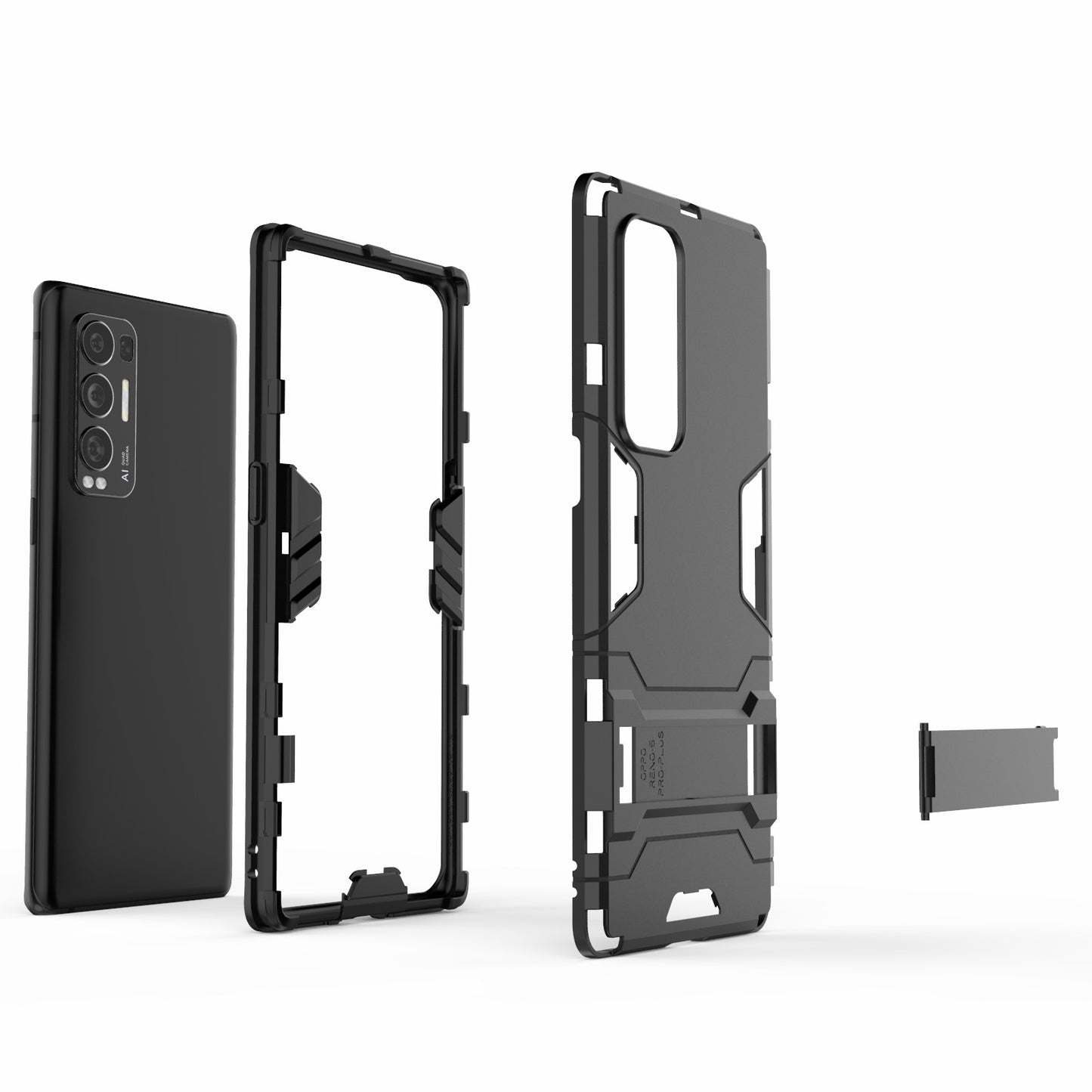 2 in 1 Kickstand Protector Plastic + TPU Hybrid Cover for Oppo Reno5 Pro+ 5G/Oppo Find X3 Neo