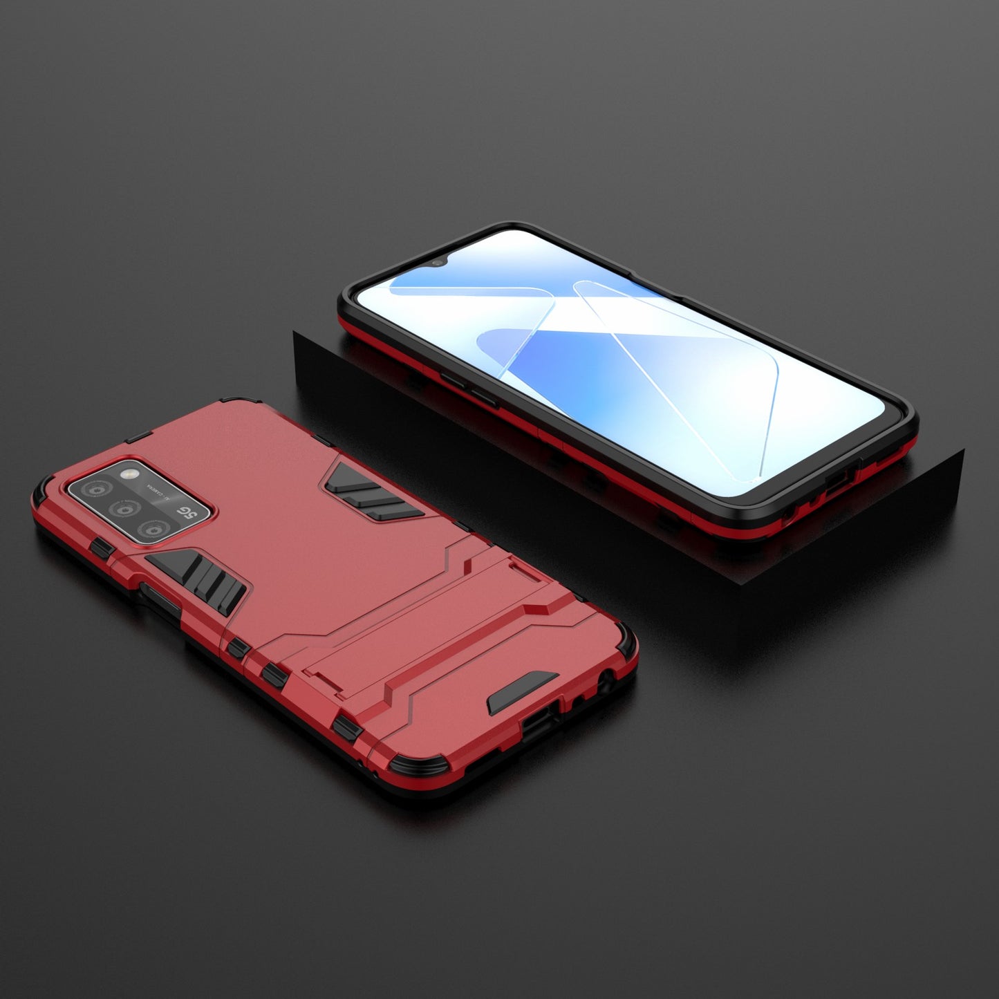 2 in 1 Kickstand Protector Plastic + TPU Hybrid Cover for Oppo A55 5G / A16
