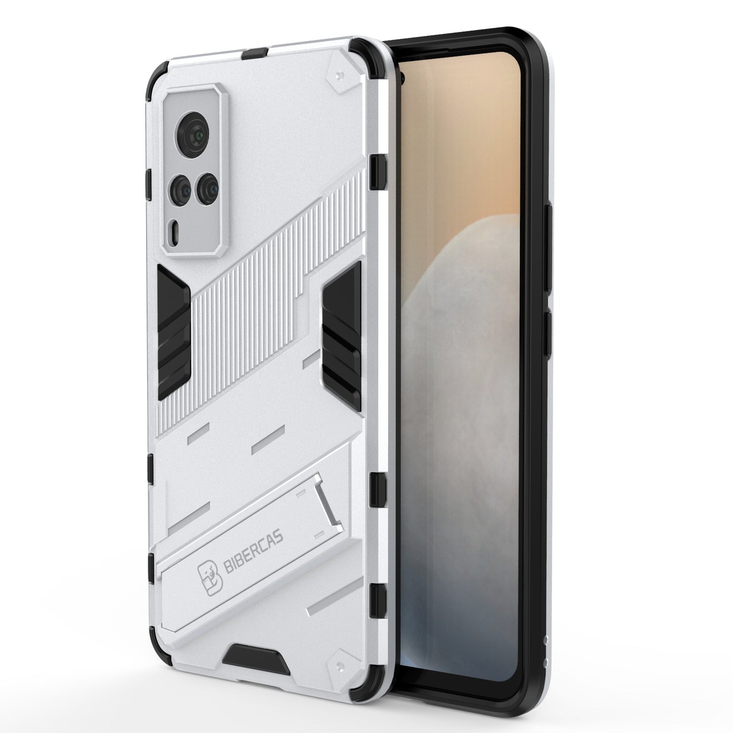 Shockproof PC + TPU Hybrid Phone Case Cover Protector with Kickstand for vivo X60 5G