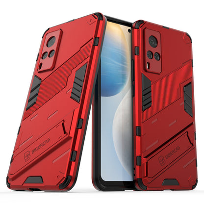 Shockproof PC + TPU Hybrid Phone Case Cover Protector with Kickstand for vivo X60 5G