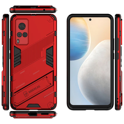 Shockproof PC + TPU Hybrid Phone Case Cover Protector with Kickstand for vivo X60 5G
