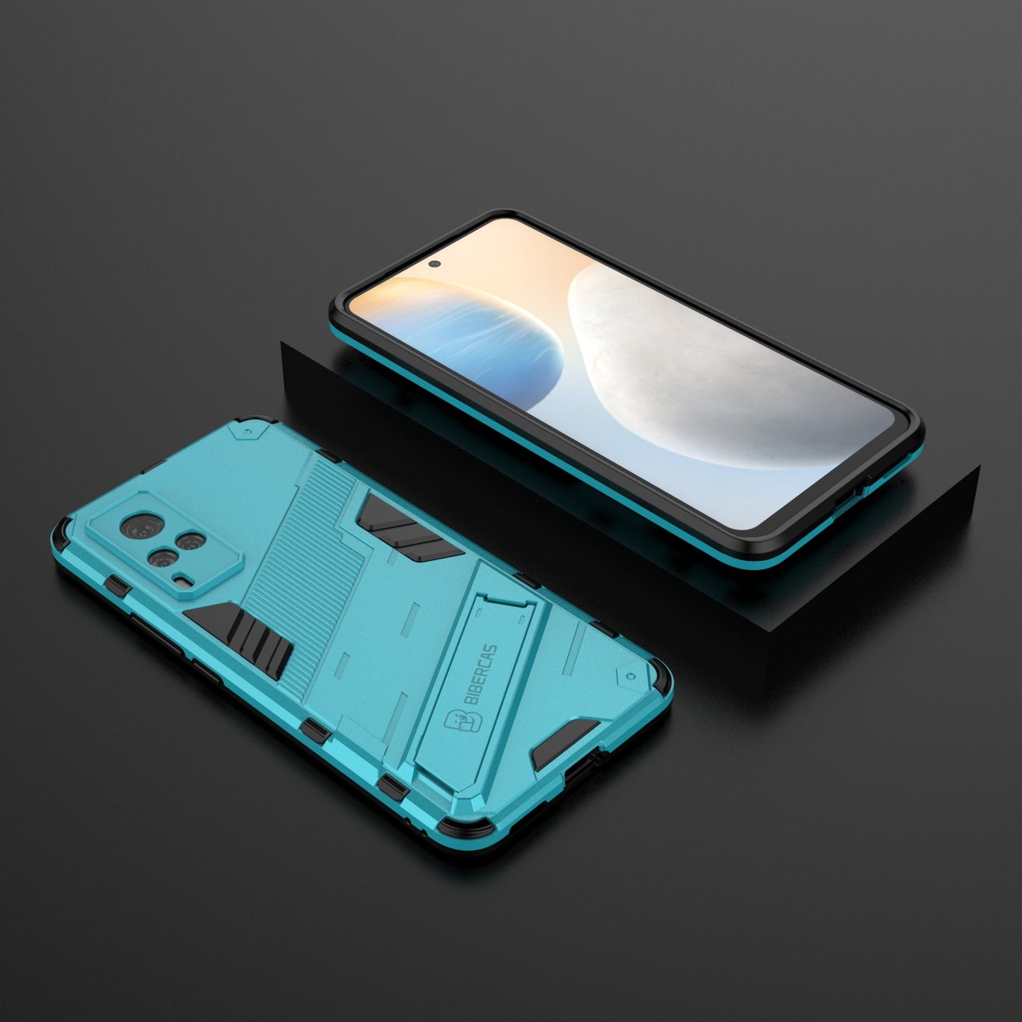 Shockproof PC + TPU Hybrid Phone Case Cover Protector with Kickstand for vivo X60 5G