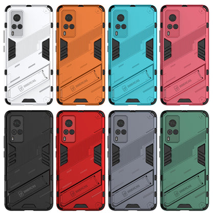 Shockproof PC + TPU Hybrid Phone Case Cover Protector with Kickstand for vivo X60 5G