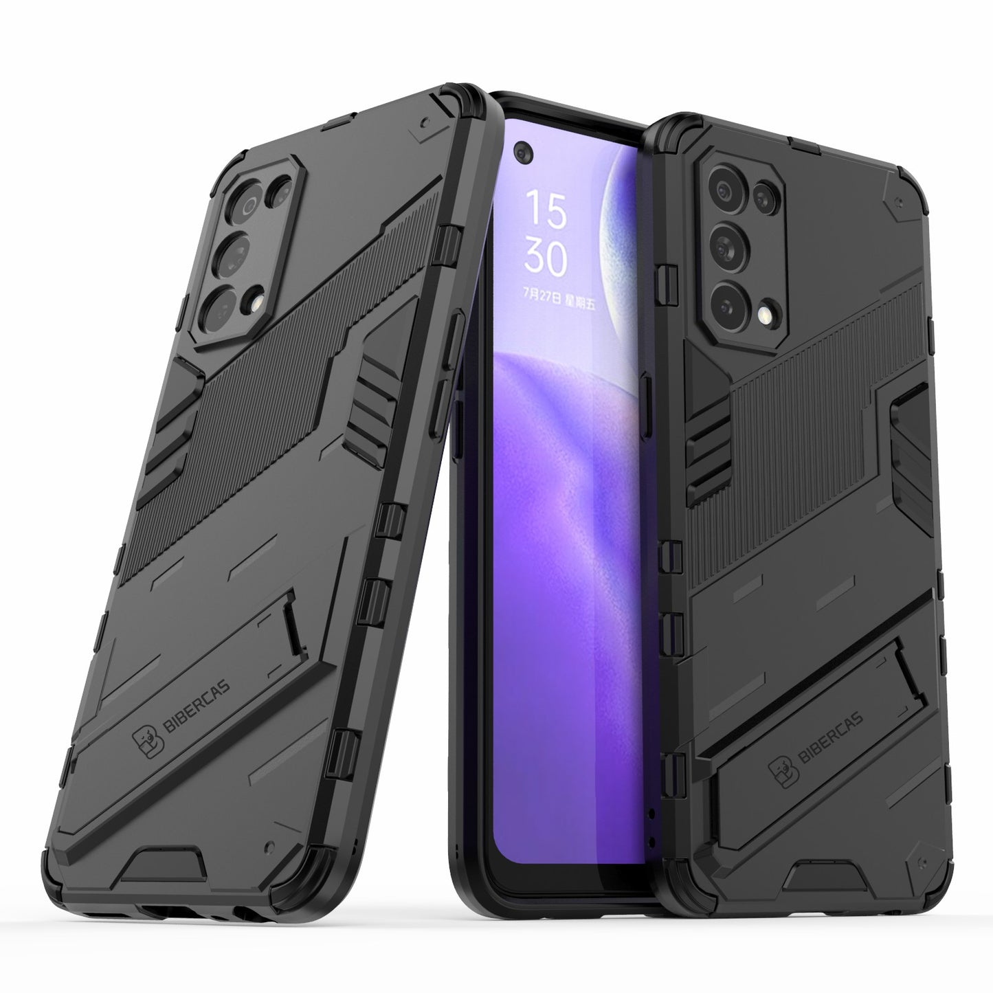 Shockproof PC + TPU Hybrid Phone Case Cover with Kickstand for Oppo Reno5 5G/Reno5 4G/Reno5 K/Find X3 Lite
