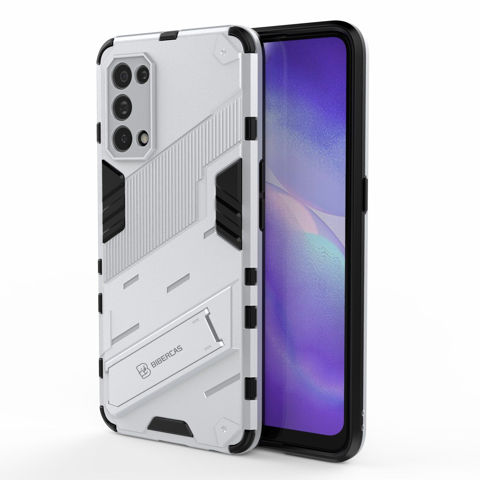 Shockproof PC + TPU Hybrid Phone Case Cover with Kickstand for Oppo Reno5 5G/Reno5 4G/Reno5 K/Find X3 Lite