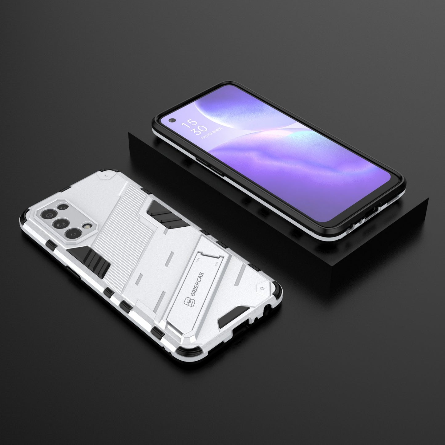 Shockproof PC + TPU Hybrid Phone Case Cover with Kickstand for Oppo Reno5 5G/Reno5 4G/Reno5 K/Find X3 Lite