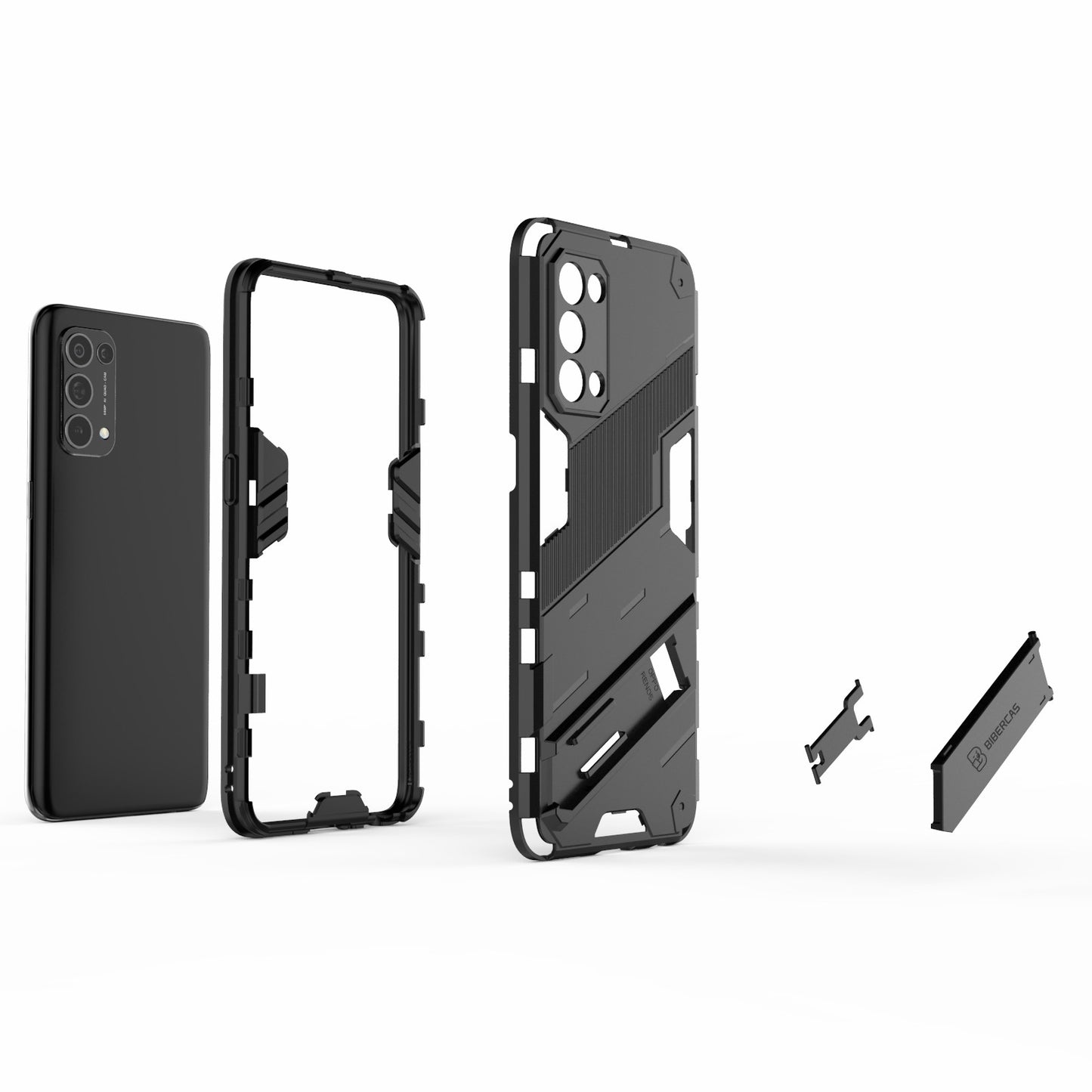 Shockproof PC + TPU Hybrid Phone Case Cover with Kickstand for Oppo Reno5 5G/Reno5 4G/Reno5 K/Find X3 Lite