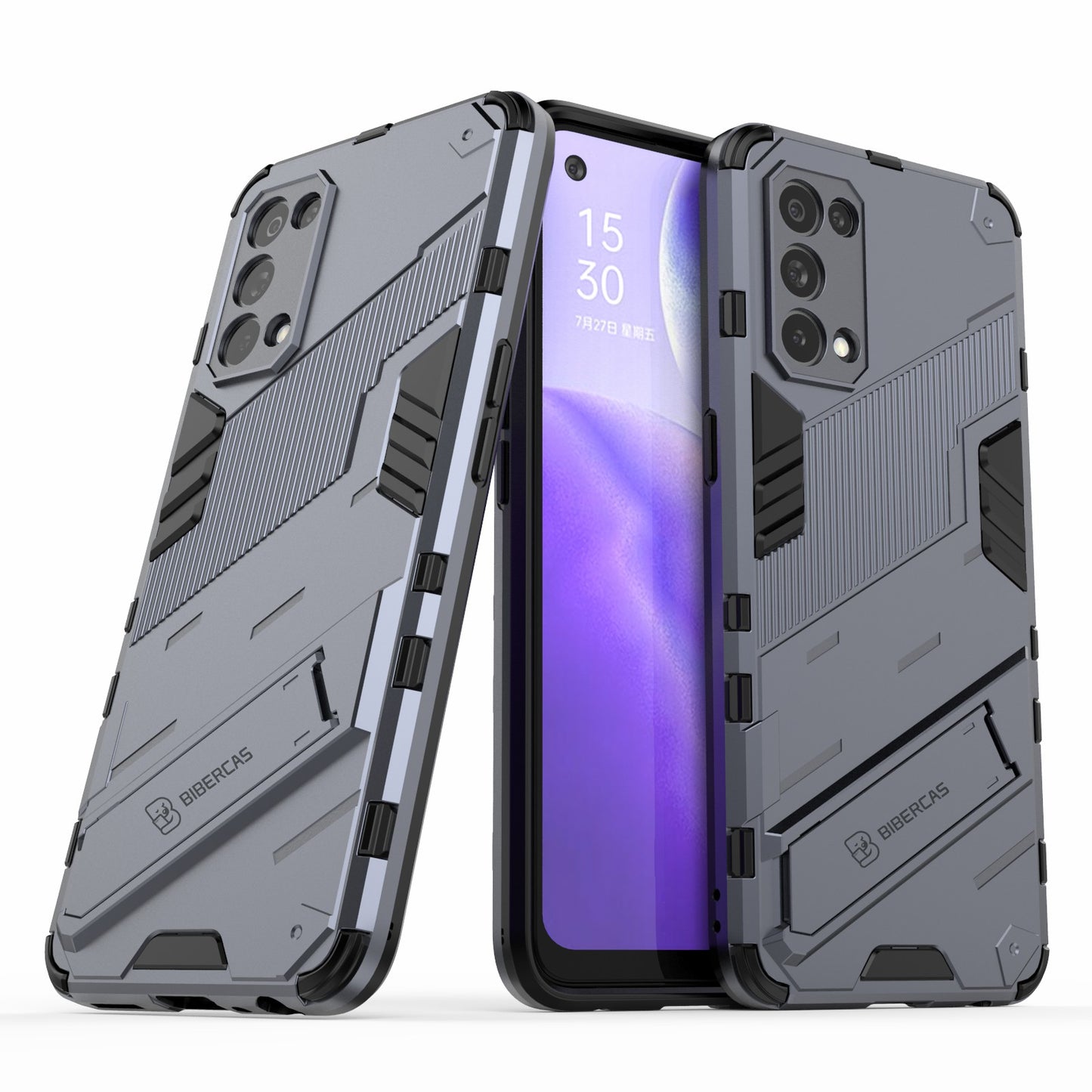 Shockproof PC + TPU Hybrid Phone Case Cover with Kickstand for Oppo Reno5 5G/Reno5 4G/Reno5 K/Find X3 Lite