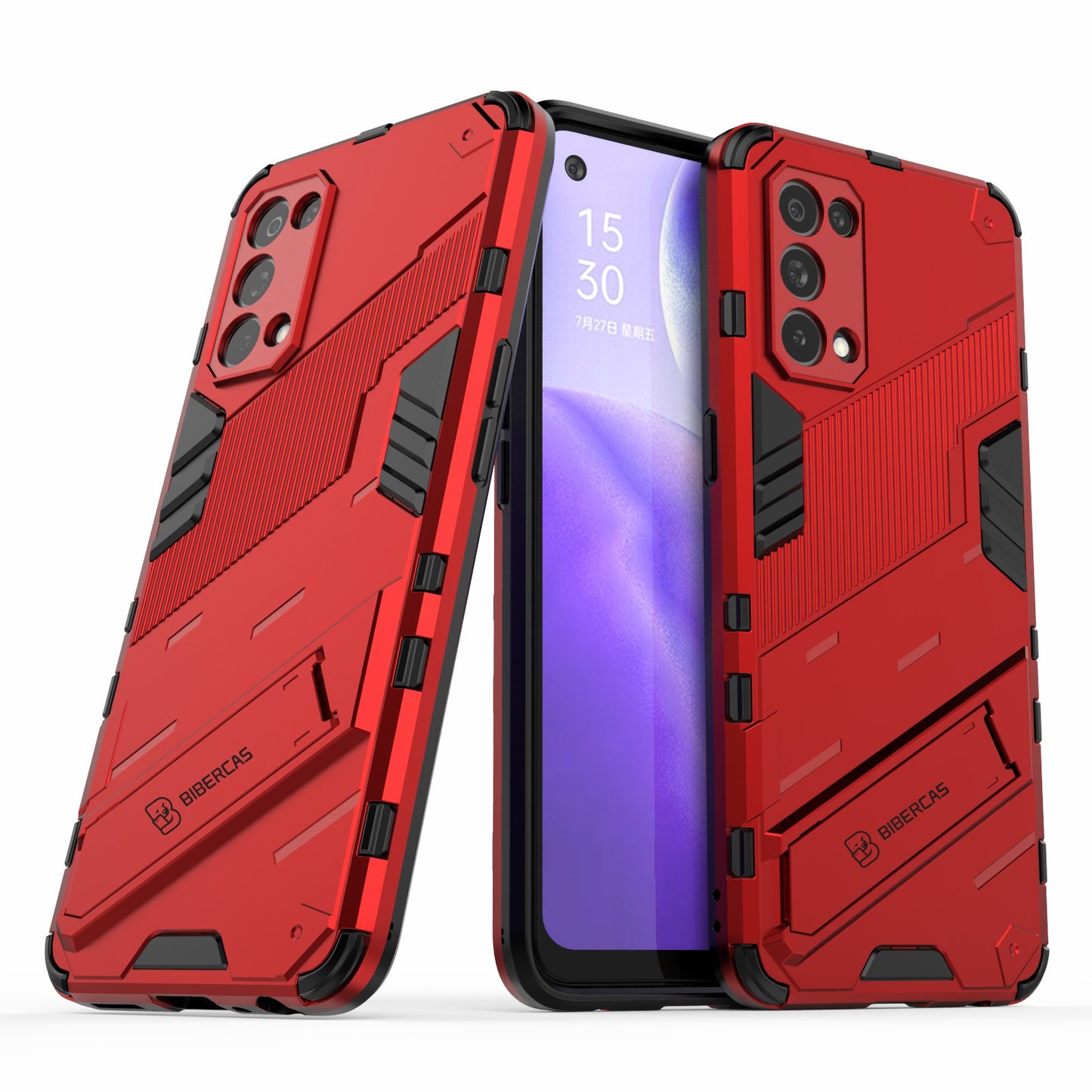 Shockproof PC + TPU Hybrid Phone Case Cover with Kickstand for Oppo Reno5 5G/Reno5 4G/Reno5 K/Find X3 Lite