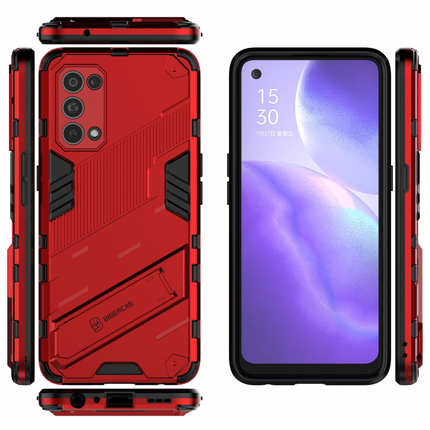 Shockproof PC + TPU Hybrid Phone Case Cover with Kickstand for Oppo Reno5 5G/Reno5 4G/Reno5 K/Find X3 Lite