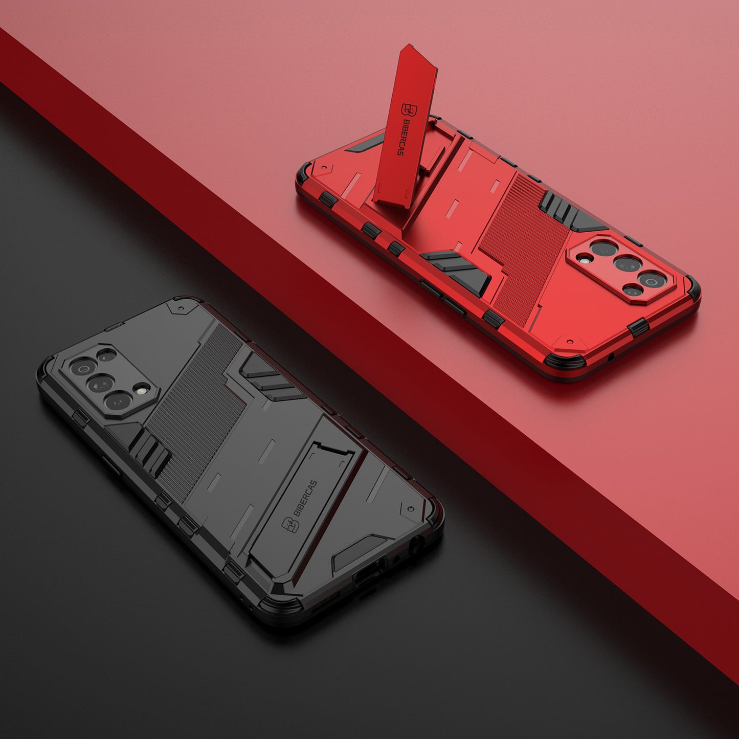 Shockproof PC + TPU Hybrid Phone Case Cover with Kickstand for Oppo Reno5 5G/Reno5 4G/Reno5 K/Find X3 Lite