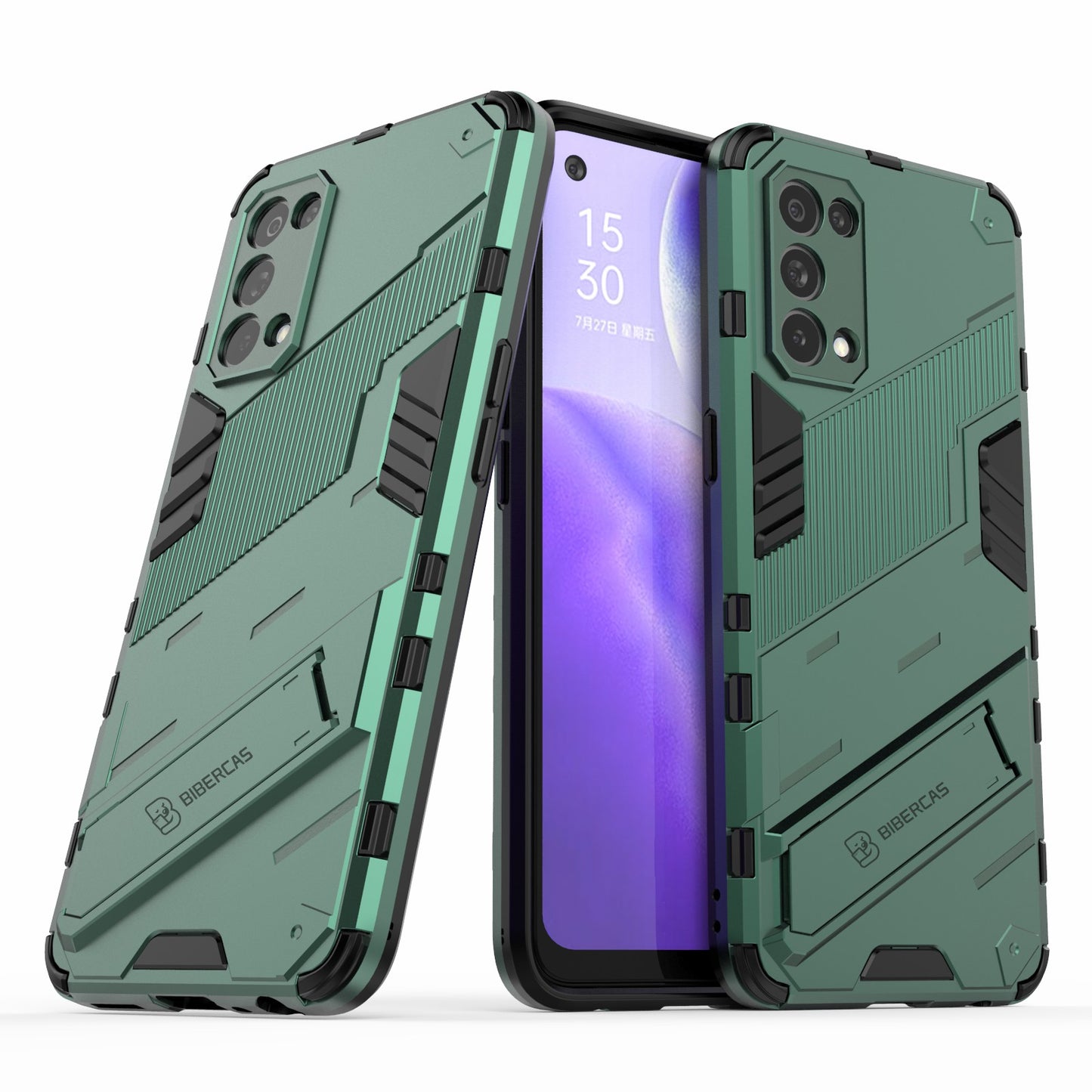 Shockproof PC + TPU Hybrid Phone Case Cover with Kickstand for Oppo Reno5 5G/Reno5 4G/Reno5 K/Find X3 Lite