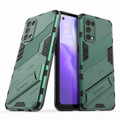 Shockproof PC + TPU Hybrid Phone Case Cover with Kickstand for Oppo Reno5 5G/Reno5 4G/Reno5 K/Find X3 Lite