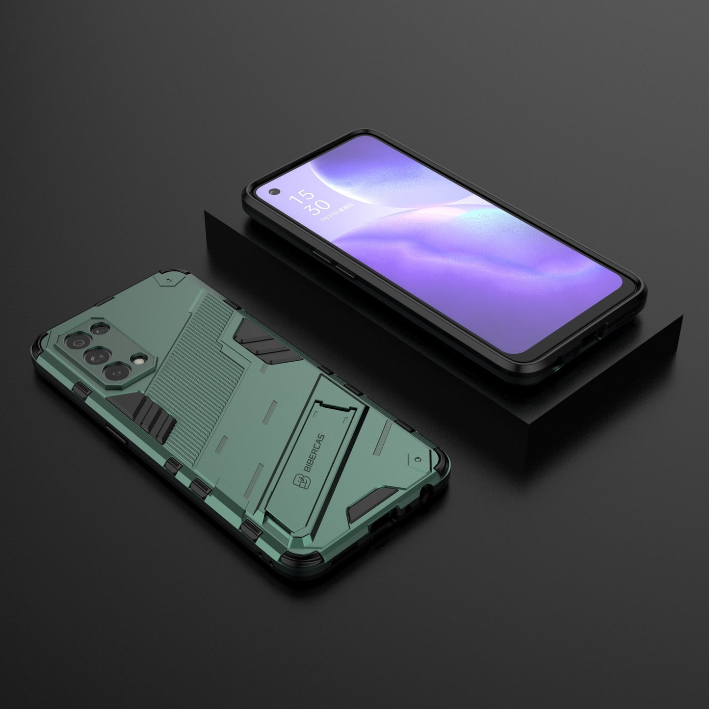 Shockproof PC + TPU Hybrid Phone Case Cover with Kickstand for Oppo Reno5 5G/Reno5 4G/Reno5 K/Find X3 Lite