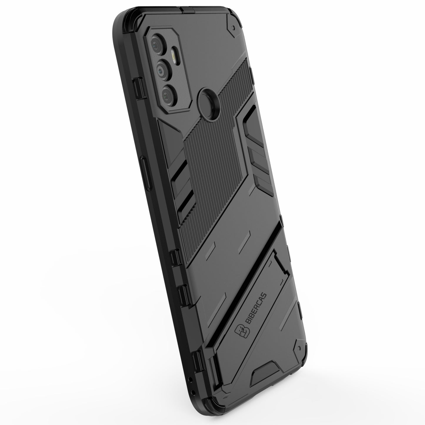 Shockproof PC + TPU Hybrid Phone Case Cover with Kickstand for Oppo A53 4G
