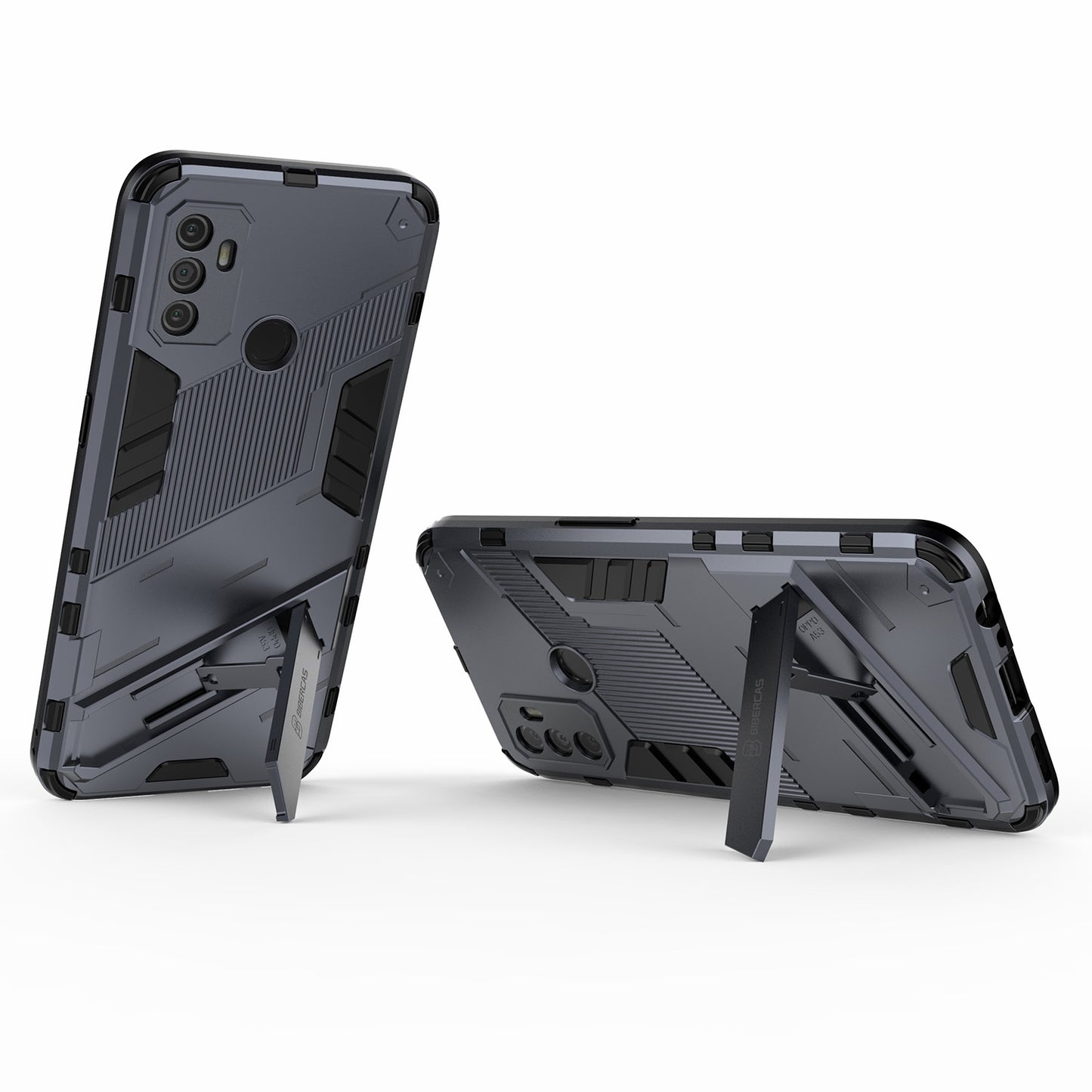Shockproof PC + TPU Hybrid Phone Case Cover with Kickstand for Oppo A53 4G